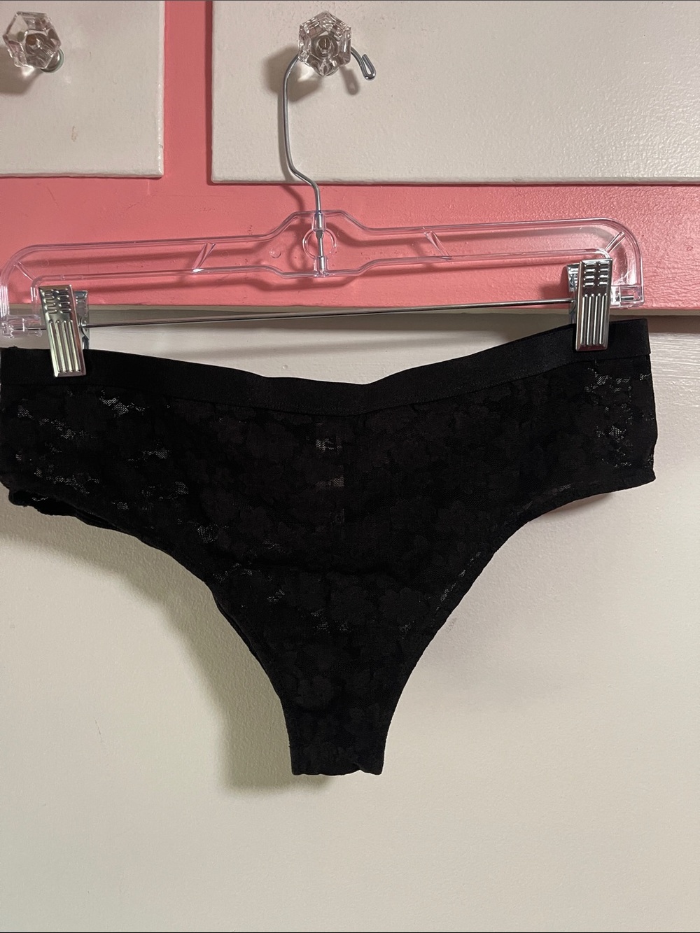 Pink Victoria’s Secret Black Cheeky Lace Bikini Panty 10 Pack Large